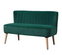 HOMCOM Modern Velvet Double Seat Sofa w/ Wood Frame Foam Padding High Back Soft Comfortable Compact Couch Green