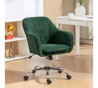 HOMCOM Modern Velvet Office Desk Chair - Dark Green, none