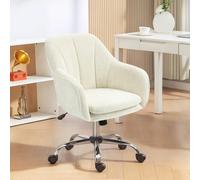 HOMCOM Modern Velvet Office Desk Chair for Bedroom, Living Room, Beige - Beige