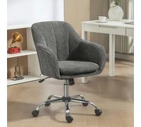 HOMCOM Modern Velvet Office Desk Chair - Grey, none