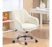 HOMCOM Modern Velvet Office Desk Chair - Beige, none