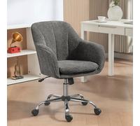 HOMCOM Modern Velvet Office Desk Chair - Grey, none