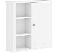 HOMCOM Modern Wall Mounted Bathroom Cabinet with Adjustable Shelves, White, White
