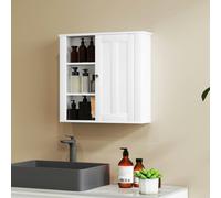 HOMCOM Modern Wall Mounted Bathroom Cabinet with Adjustable Shelves, White - White