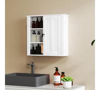 Homcom Modern Wall Mounted Bathroom Cabinet With Adjustable Shelves, White White