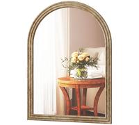 Homcom Modern Wall-Mounted Mirror With Grooved Edge, Brown Brown