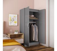 Homcom Modern Wardrobe Closet, Clothes Cabinet With High Glossing Door, Grey