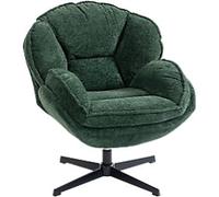 HOMCOM Modern Wingback Accent Chair, Velvet Armchair with Swivel, Four-Star Base, S-Springs, Bedroom Chair for Living Room, Bedroom, Study, Dark Green