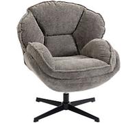 HOMCOM Modern Wingback Accent Chair, Velvet Armchair with Swivel, Four-Star Base, S-Springs, Bedroom Chair for Living Room, Bedroom, Study, Grey