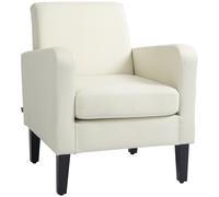 HOMCOM Modern Wingback Living Room Chair, Upholstered PU Leather Accent Armchair, Single Sofa Chair with Lounge Seat and Wood Legs for Bedroom/Office/Reading Spaces Cream