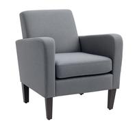 HOMCOM Modern Wingback Living Room Chair, Upholstered PU Leather Accent Armchair, Single Sofa Chair with Lounge Seat and Wood Legs for Bedroom/Office/Reading Spaces Grey