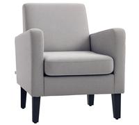 HOMCOM Modern Wingback Living Room Chair, Upholstered PU Leather Accent Armchair, Single Sofa Chair with Lounge Seat and Wood Legs for Bedroom/Office/Reading Spaces Light Grey