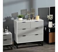 Homcom Modern Wooden Chest Of 4 Drawers Sideboard Dresser In Grey Grey One Size