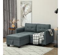 HOMCOM Modular Sectional Sofa with Storage, 2 Seater Sofa Set, Dark Grey, Grey