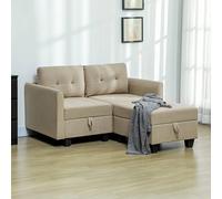 HOMCOM Modular Sectional Sofa with Storage, 2 Seater Sofa Set, Light Brown, Brown