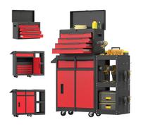 Homcom Modular Tool Chest, Tool Trolley With Side Rack, Pegboard For Garage