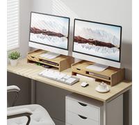 Monitor Riser Laptop PC Plinth Stand Desktop Organiser W/ Drawer Bamboo