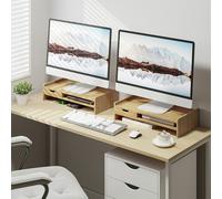 HOMCOM Monitor Riser Laptop PC Plinth Stand TV Computer Desktop Organiser W/Drawer Bamboo