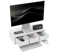 HOMCOM Monitor Stand Riser with 3 Drawers for Laptop 51 x 24 x 13cm White | Monitor Riser for Computer, PC, Small Printer