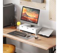 HOMCOM Monitor Stand Riser with 3 Drawers for Laptop, Computer, PC, White, White