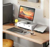 HOMCOM Monitor Stand Riser with 3 Drawers, Monitor Riser for Laptop, Computer, PC, Small Printer, 51 x 24 x 13cm, White