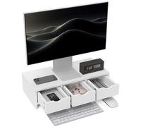 HOMCOM Monitor Stand Riser with 3 Drawers for Laptop, Computer, PC, White