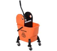 Homcom Mop Bucket On Wheels W/ Carry Handle, Mop Holder For Household Orange Orange One Size