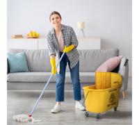 HOMCOM 20L Mop Bucket with Wringer Set on Wheels with Handle and Mop Yellow, none