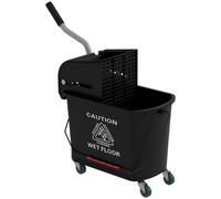HOMCOM Mop Bucket with Wringer on Wheels for Floor Cleaning 21 Quart Separate Dirty and Clean Water Black