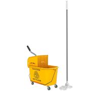 HOMCOM 20L Mop Bucket with Wringer Set on Wheels with Handle and Mop Yellow, none