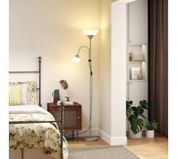 HOMCOM Mother-Child Floor Lamp Duo Light Steel Frame w/ 2 Switches Round Base