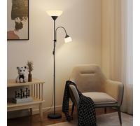 HOMCOM Mother-Child Floor Lamp Duo Light with 2 Switches and Round Base, Black