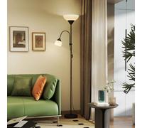 HOMCOM 2 Way Black Mother Child Floor Lamp with 3 Colour Temperatures - Size: 45 x 13 x 31cm - Wilko