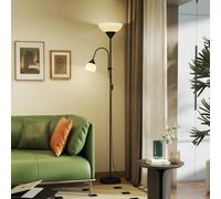 HOMCOM Mother-Child Floor Lamp Duo Light with 3 Colour Temperatures, Black - Black