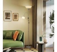HOMCOM Mother-Child Floor Lamp Duo Light with 3 Colour Temperatures, Black - Silver