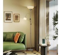 HOMCOM Mother-Child Floor Lamp Duo Light with 3 Colour Temperatures, Black - Silver - Yes - Metal, plastic