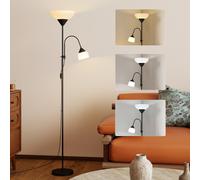 HOMCOM 2 Way Black Mother Child Floor Lamp with 3 Colour Temperatures - Size: 45 x 13 x 31cm - Wilko