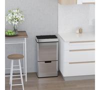HOMCOM 72L Recycling Sensor Bin Stainless Steel 3 Compartments For Both Wet/Dry Waste w/Removable Lid Kitchen Home