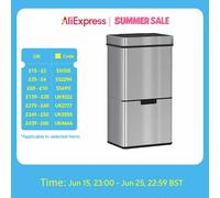 HOMCOM Motion Sensor Rubbish Bin, 3 Compartments Removable Lid Stainless Steel Silver