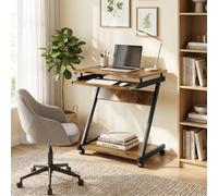 HOMCOM Movable Computer Desk with 4 Moving Wheels Rustic Brown HOMCOM Brown