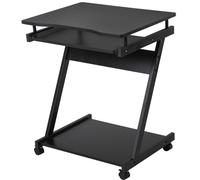Homcom Movable Computer Desk With 4 Moving Wheels Sliding Keyboard Tray Home Office Workstation Black