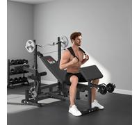 Multi-Position Olympic Home Gym Weight & Bar Rack w/ Chest Fly & Preacher Curls - HOMCOM | TJ Hughes Black
