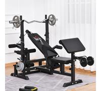 HOMCOM Multi Exercise Full Body Weight Bench with Bench Press & Extension in Black | Size: Standard HOMCOM Black Standard