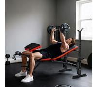 HOMCOM Multi-Function Adjustable Weight Training Bench Gym Fitness Lifting - 175L x 139W x 127H cm - Red