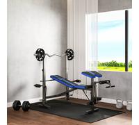 HOMCOM Adjustable Weight Bench with Leg Extension, Barbell Rack, Preacher Curl Pad, Butterfly, Multi-Function Home Gym Bench for Strength Training, Blue