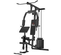 HOMCOM Multi Gym Equipment, 45KG Weight Stack, Chest Press, Butterfly Press & Leg Developer for Strength Training