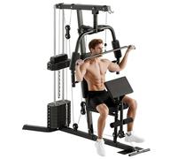 HOMCOM Multi Gym Equipment, Multifunction Home Gym Machine with 45kg Weight Stack, for Lat Pulldown, Leg Extensions, Preacher Bicep Curls, Triceps Pulldowns, Chest Press, Strength Training