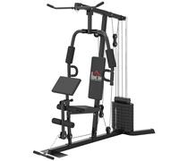 HOMCOM Multi Gym Equipment with 45kg Weight Stack for Strength Training | Multifunction Home Gym Machine, Lat Pulldown, Leg Extensions, Preacher Bicep Curls, Triceps Pulldowns, Chest Press