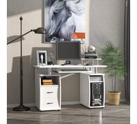Multi-Storage Computer Work Desk Table w/ Drawer Keyboard Tray for Home HOMCOM White One Size