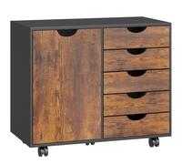 HOMCOM Multi-Storage Mobile Office Storage Cabinet - Rustic Brown